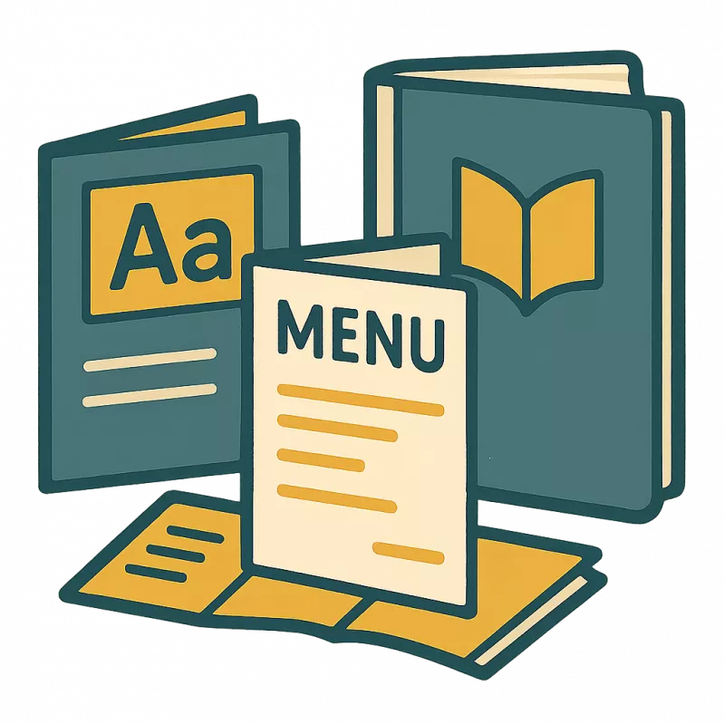 Catalog, Menu, Book Design